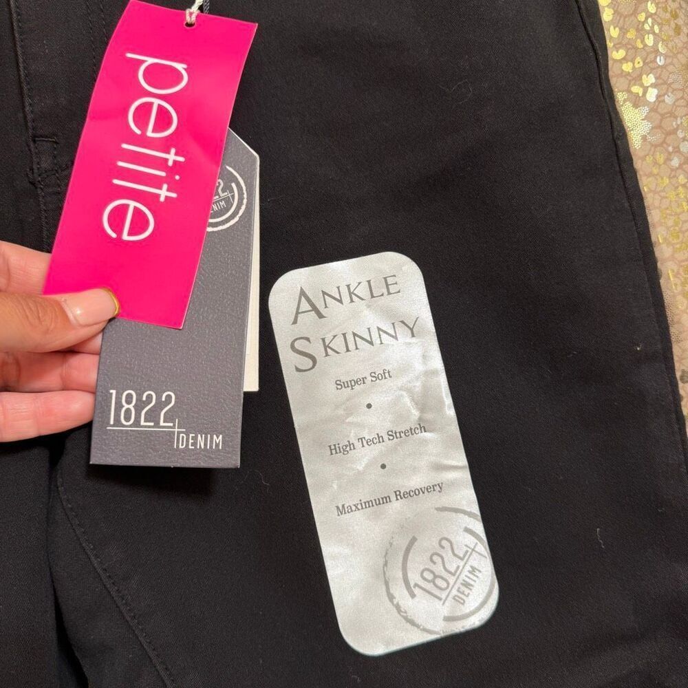 1822 Denim Gia Ankle Skinny Jeans Soft Stretchy Black NWT 12 Petite - Picture 6 of 11
